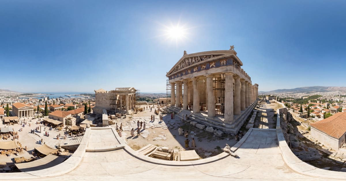 Parthenon Under Construction, Athens panorama thumbnail