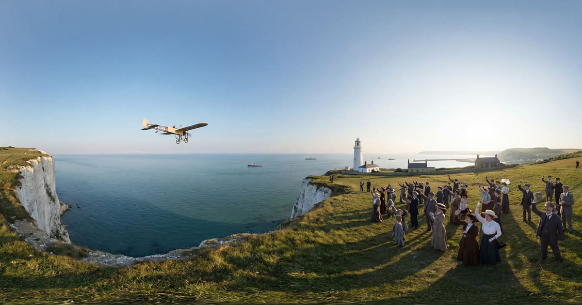 Louis Blériot Crosses the English Channel panorama thumbnail