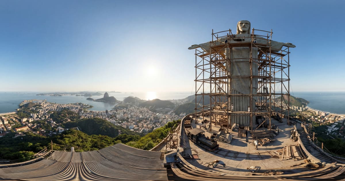 Christ the Redeemer Under Construction, Rio de Janeiro panorama thumbnail