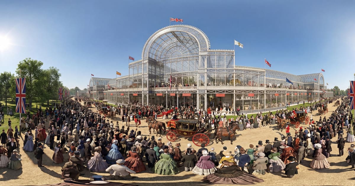 The Great Exhibition at Crystal Palace, London panorama thumbnail