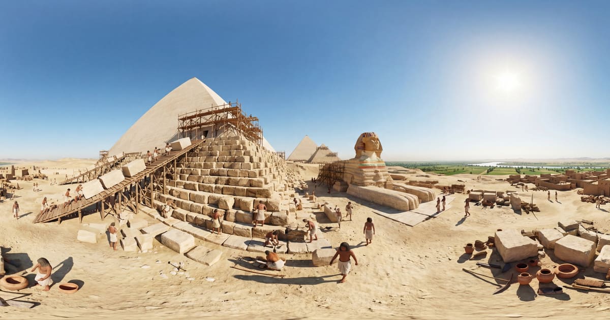 Construction of the Great Pyramid of Giza panorama thumbnail
