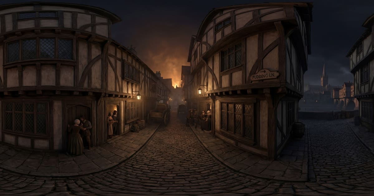 Great Fire of London at Pudding Lane panorama thumbnail