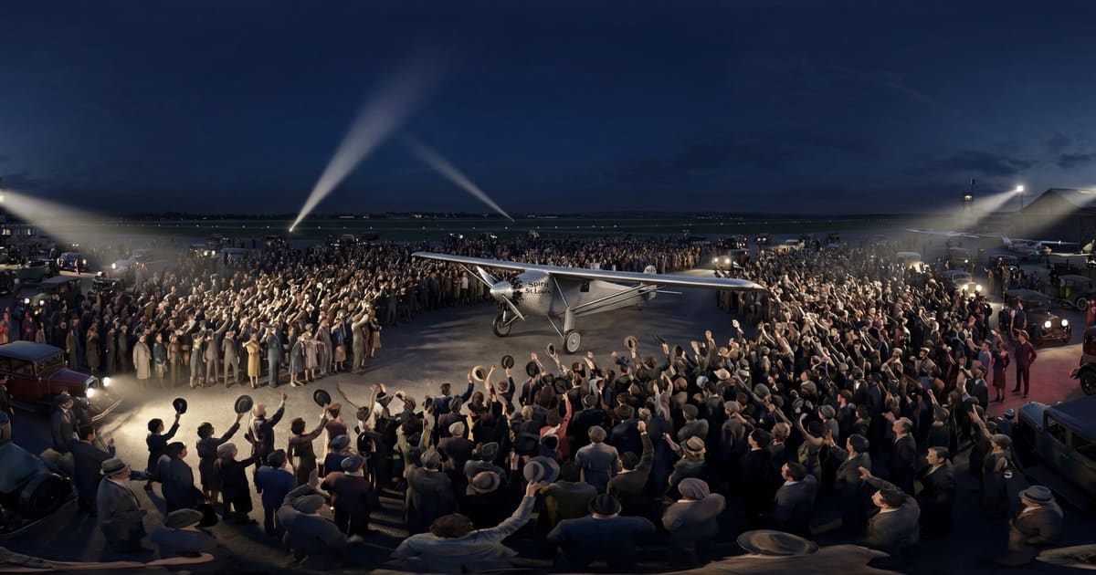 Lindbergh's Arrival in Paris After Transatlantic Flight panorama thumbnail
