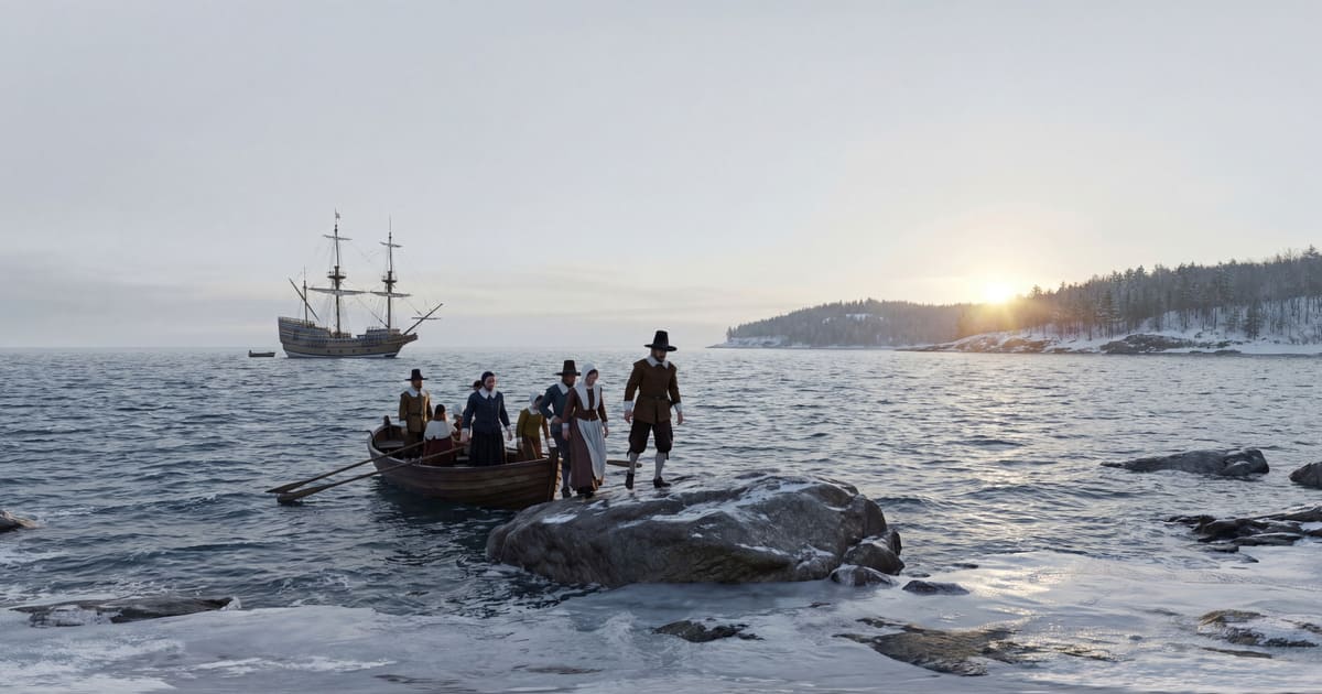 Mayflower Landing at Plymouth Rock panorama thumbnail