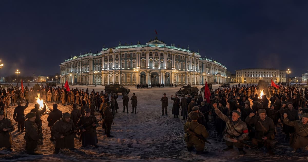 Storming of the Winter Palace, October Revolution panorama thumbnail