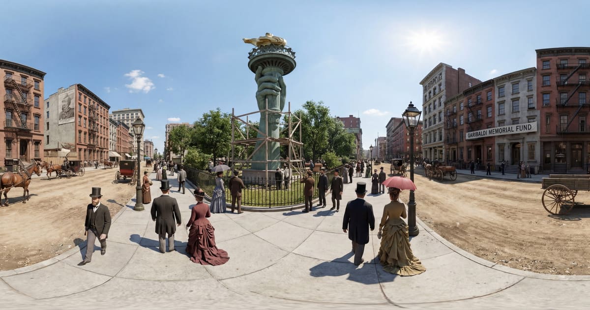 Statue of Liberty's Arm on Display in Manhattan panorama thumbnail