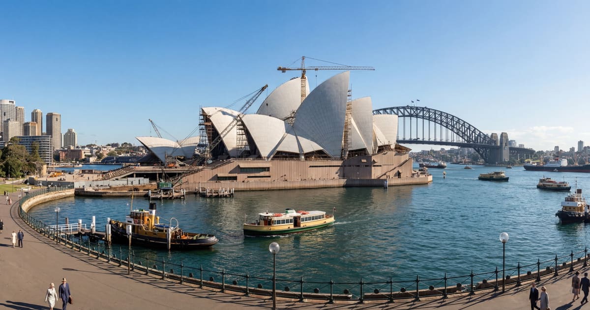 Sydney Opera House Under Construction panorama thumbnail