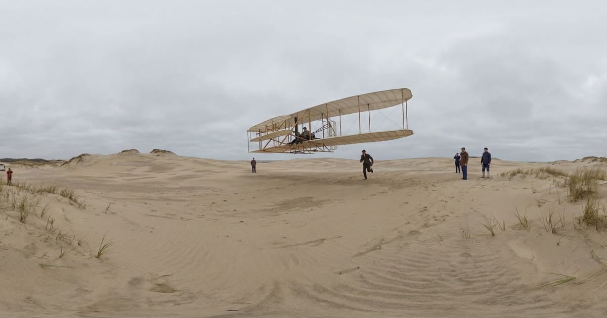 Wright Brothers' First Powered Flight panorama thumbnail