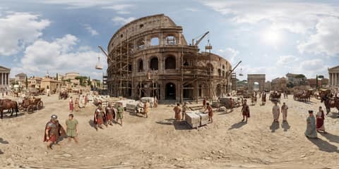 Colosseum Construction, Ancient Rome panorama thumbnail