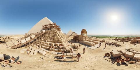 Construction of the Great Pyramid of Giza panorama thumbnail