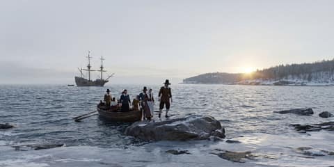 Mayflower Landing at Plymouth Rock panorama thumbnail