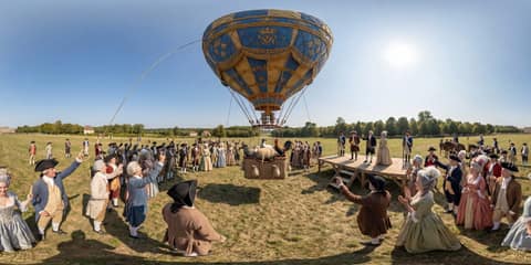 Montgolfier Brothers' First Animal Flight at Versailles panorama thumbnail