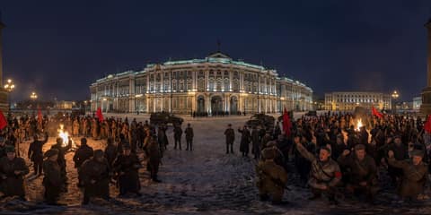 Storming of the Winter Palace, October Revolution panorama thumbnail