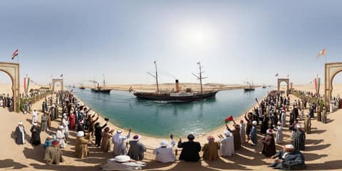 Opening of the Suez Canal panorama thumbnail