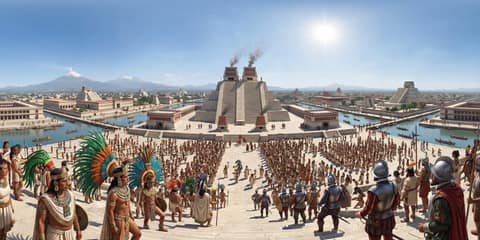 Cortés Arrives in Tenochtitlan panorama thumbnail