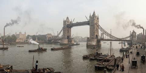 Industrial London and Tower Bridge panorama thumbnail